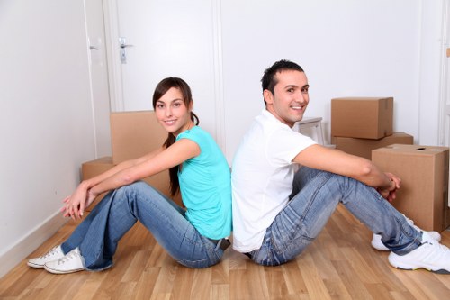 Packed boxes and furniture prepared for short-term storage in Emersonpark